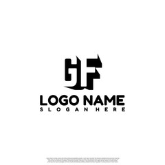 GF Letter Initial Logo Design in shadow shape design concept.	