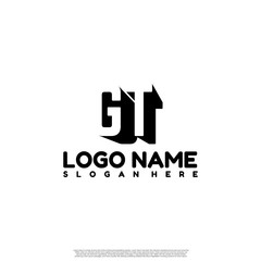 GT Letter Initial Logo Design in shadow shape design concept.	