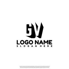 GV Letter Initial Logo Design in shadow shape design concept.	