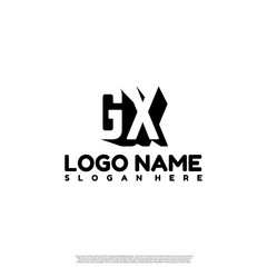 GX Letter Initial Logo Design in shadow shape design concept.	