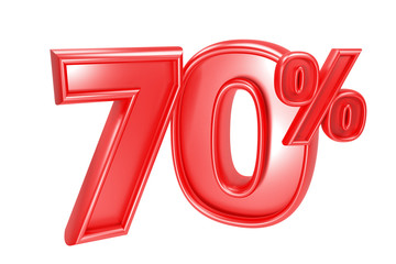 70 percent off. Isolated 3D render on white background