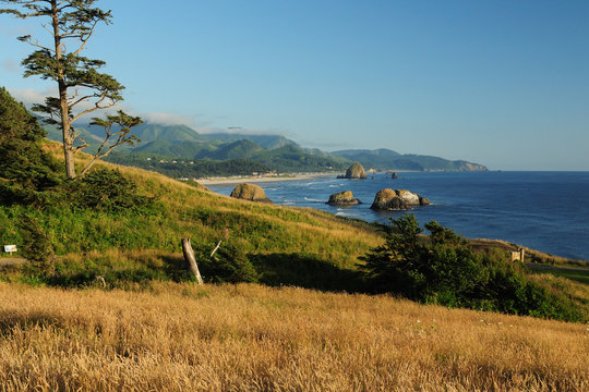 View To Haystack Rock Marine Garden From Ecola State Park Cannon Beach Oregon USA