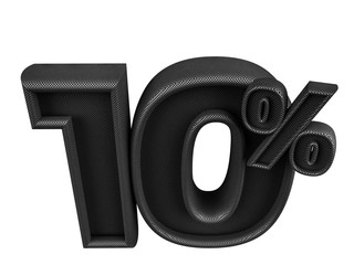 10 percent off. Isolated 3D render on white background. Texture