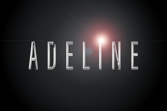 first name Adeline in chrome on dark background with flashes