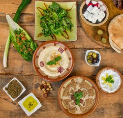 Palestinian Breakfast with fresh Vegetables and falafel 