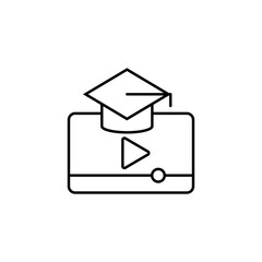 Education elarning hat student icon. Element of distance education line icon