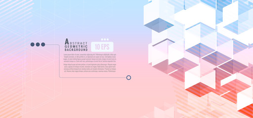 Geometric cubes graphic template banner BG