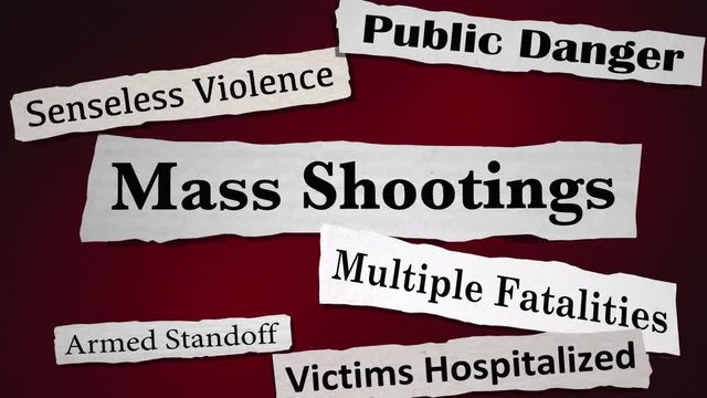 Mass Shootings Newspaper Headlines Public Safety Danger 3d Animation