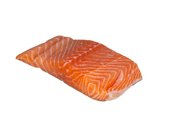 Fillet of fresh raw salmon isolated on white background