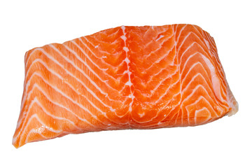 Fillet of fresh raw salmon isolated on white background