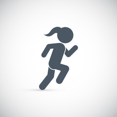 Woman Running Icon , Vector Illustration	