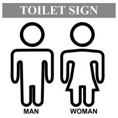 Simple Vector, Icon Style, Toilet Sign for Male and Female
