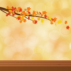 Naklejka na ściany i meble Empty table top on autumn background - vector illustration 