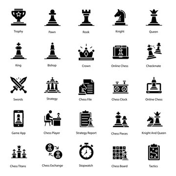 Pack of Chess Glyph Icon 