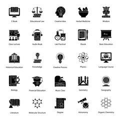 Digital Education Glyph Icons Pack 