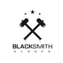 Blacksmith Hammer Logo With 3 Star Symbol