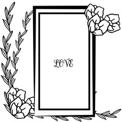 Handwritten card of love romantic, with various shape flower frame. Vector