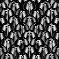 Seamless black and white vintage art deco floral peacock ornate pattern vector