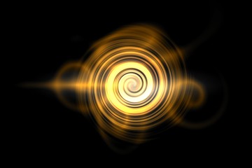 Abstract light orange circle spin with fire effect on black background
