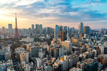 Deurstickers Stadsgezicht Tokyo avond uitzicht © siro46