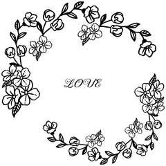 Flower frame for your design, for decorative of love greeting card. Vector