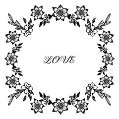 Flower frame for your design, for decorative of love greeting card. Vector