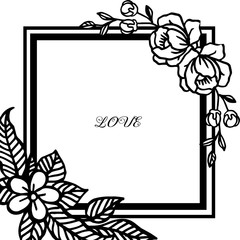 Template for elegant card love romantic, with beauty of leaf floral frame. Vector