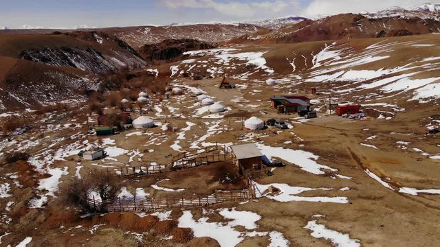 Yurt Camp Near Mongolian Border In Spring