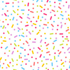 Confetti seamless pattern multicolored shape in white background. Vector illustration