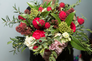 Bridal bouquet of peony roses