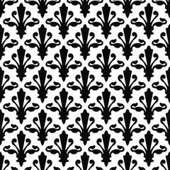 Seamless black and white ornate froral vintage Fleur de Lis textile pattern vector