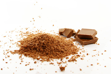Grated chocolate background