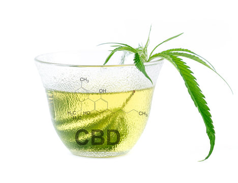 marijuana herbal tea with cbd and thc symbol