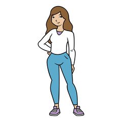 Cartoon Sporty Woman Vector Illustration