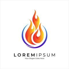Fire logo design. Modern flame/grilled symbol. Torch light vector illustration
