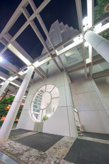 Abstract architecture design 801 Brickell building Miami Florida shot at night