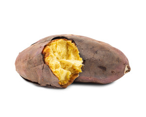 Sweet potato burned isolated on white background