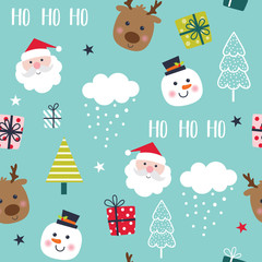 Seamless pattern with cute Christmas character