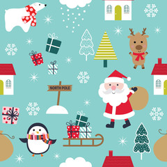 Seamless pattern with life of north pole