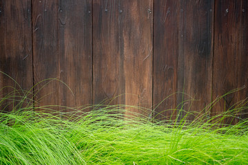 Green grass and wood floor background
