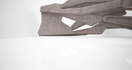 Abstract white and concrete interior. 3D illustration and rendering.