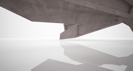 Abstract white and concrete interior. 3D illustration and rendering.