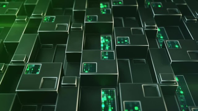 Futuristic technology green structure with digital code