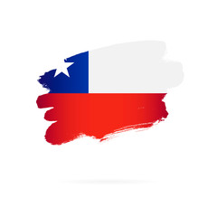 Chile flag. Vector illustration. Brush strokes