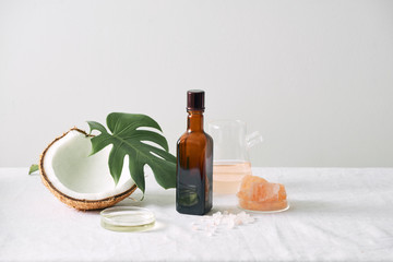 cosmetic nature skincare and essential oil aromatherapy .organic natural science beauty product .herbal alternative medicine . mock up.