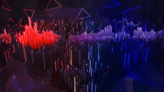 Blue and red dynamic waves visualization