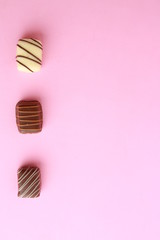 Delicious assorted bonbons cocoa chocolates from Belgium