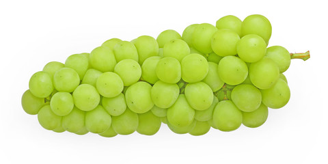  green seedless grapes isolated on white background 