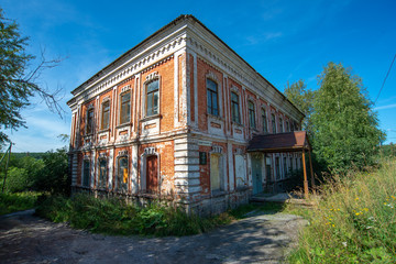 Fototapeta na wymiar Office of the Kizel mining district of princes Abamelek-Lazarev. The building was built in 1898. An architectural monument of regional importance. Kizel, Perm Krai, Russia.