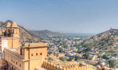 Fototapeta na wymiar Amer Fort or Amber Fort in Amer near Jaipur, Rajasthan state, India
